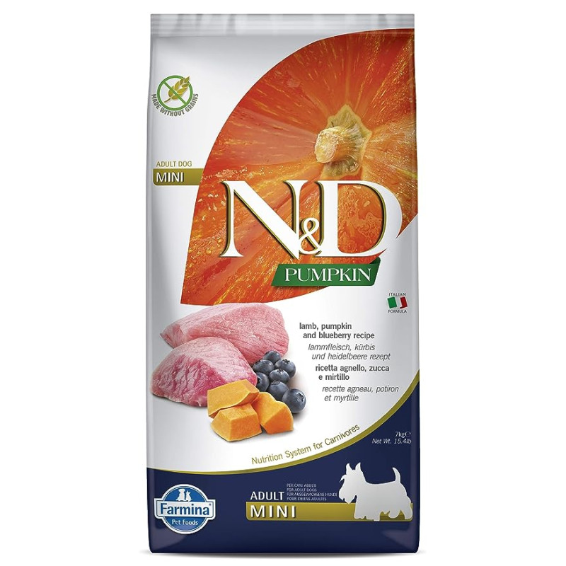 N&D Pumpkin Lamb & Blueberry Adult Mini 7 KG - Dry Dog Food