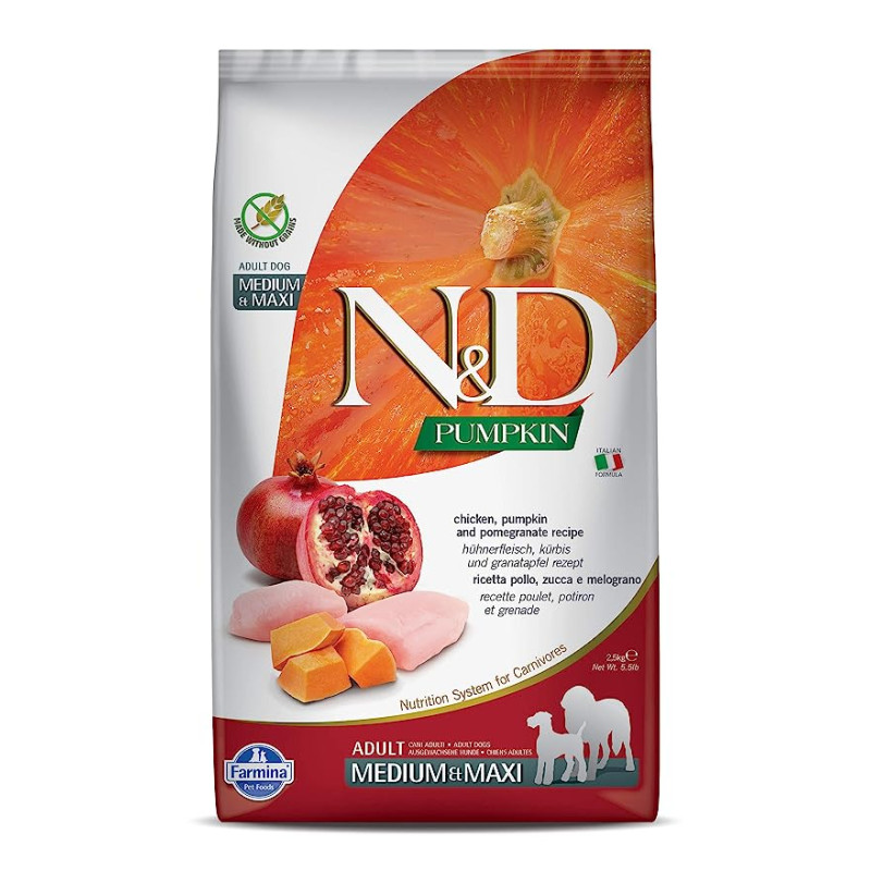 N&D Pumpkin Chicken & Pomegranate Adult Medium & Maxi 2.5 KG - Dry Dog Food