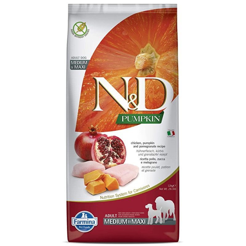 N&D Pumpkin Chicken & Pomegranate Adult Medium & Maxi 12 KG - Dry Dog Food