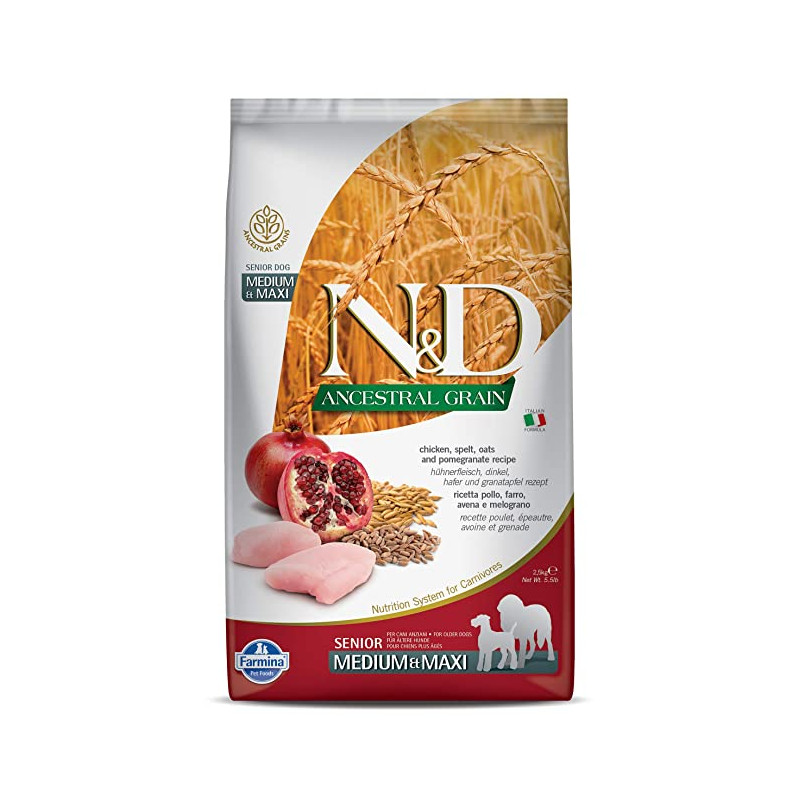 N&D A Grain Chicken & Pomegranate Senior Adult Medium & Maxi 2.5 KG - Dry Dog Food