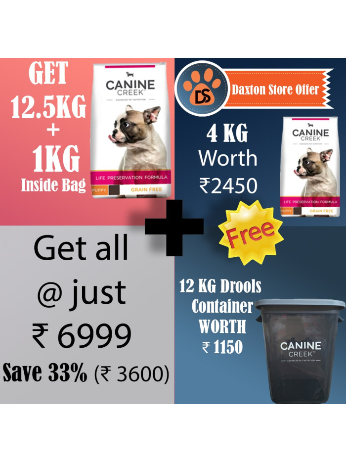 Canine Creek Puppy 12.5KG+1 KG +4KG +12 KG Food Container Free