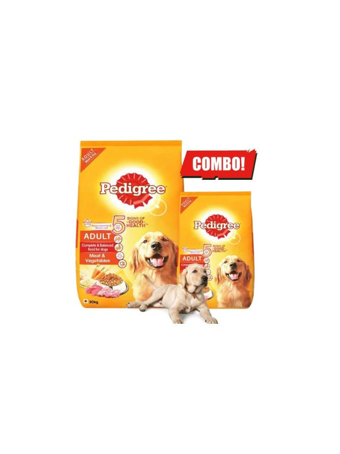Pedigree Adult Dry Dog Food Meat & Veg 20+3KG