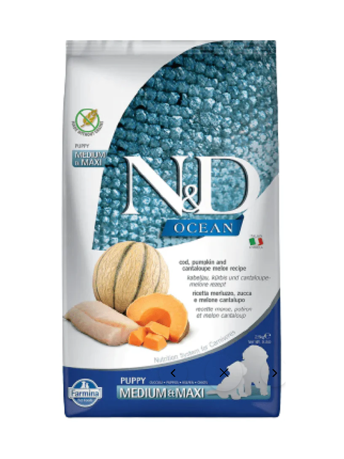 N&D Ocean COD ,Pumpkin &  Cantalope malon Puppy Medium / Maxi 2.5kg