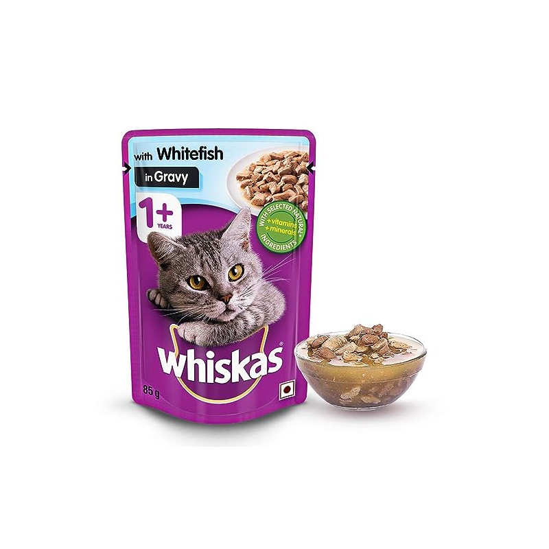 Whiskas Adult White Fish Gravy 85 Gm Pack of 24