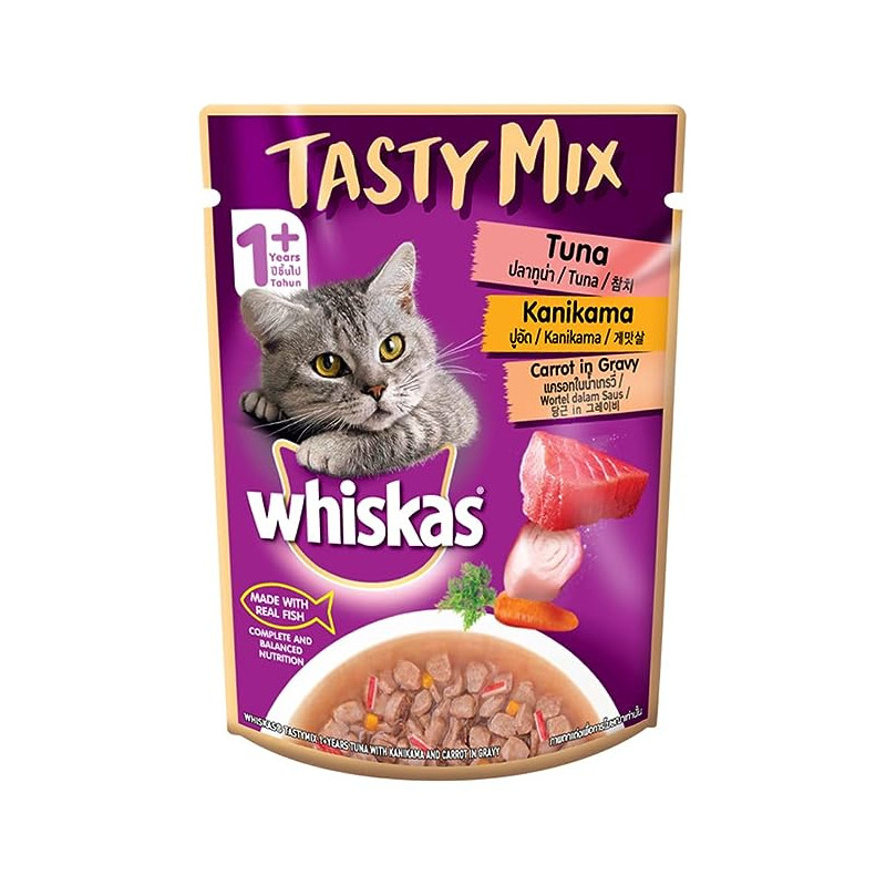 Whiskas Tuna Kanikama Carrot Gravy 70 Gm Pack of 24