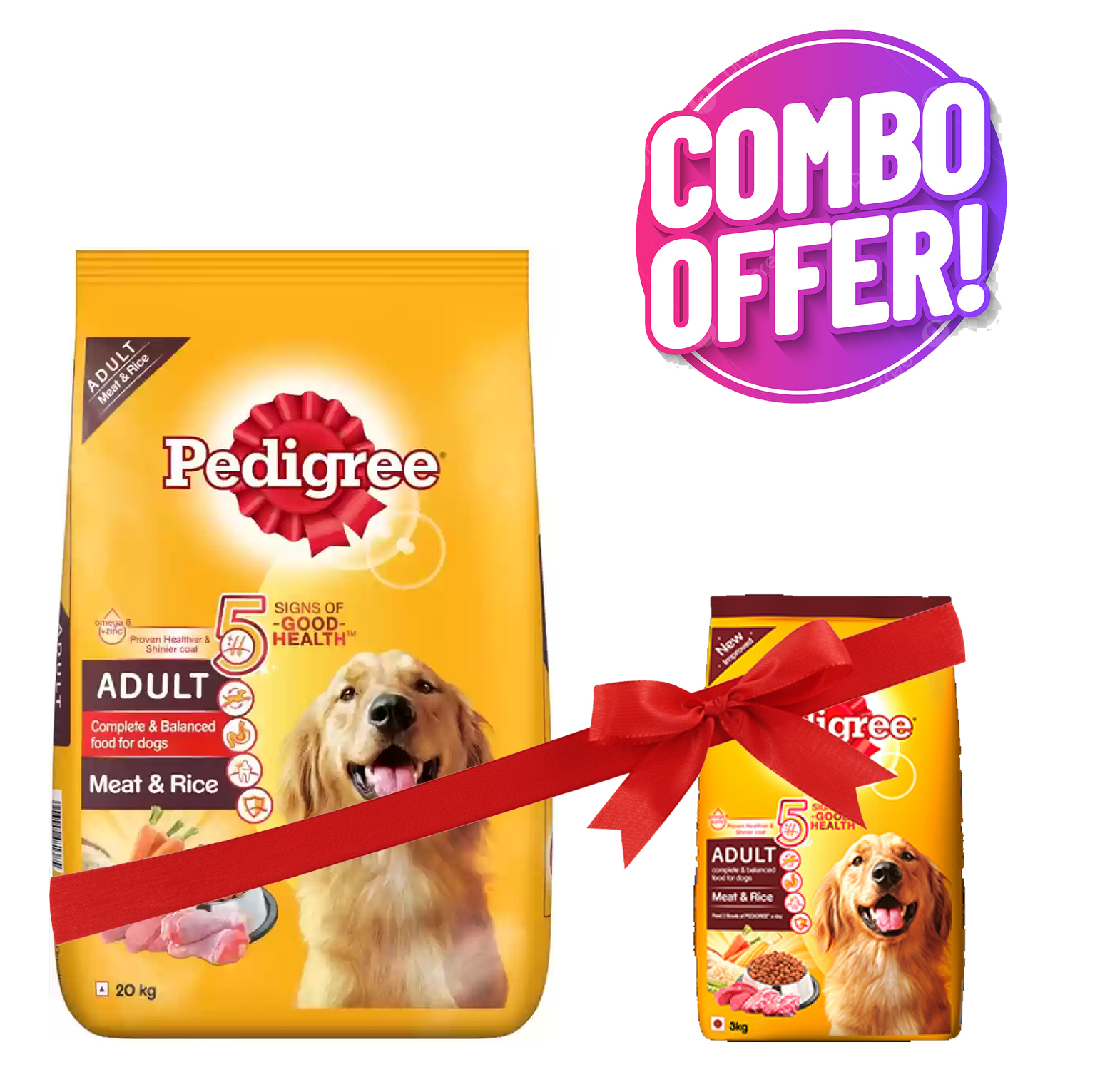 Combo Offer - Pedigree Adult Meat & Rice - 20+3 KG